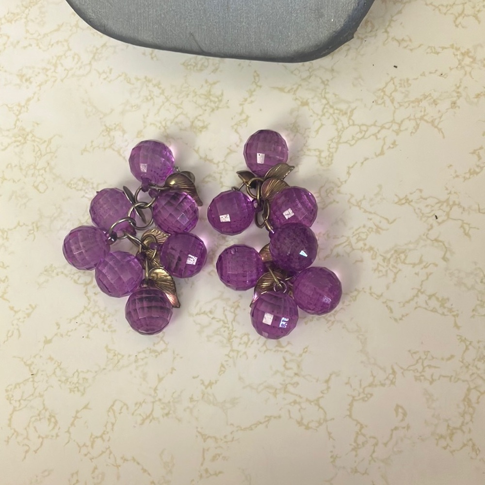 Elegant Purple Cluster Earrings